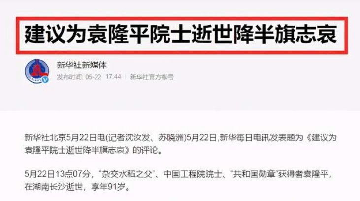 袁隆平院士逝世享年91岁,网友呼吁降半旗,你对此怎么看呢?