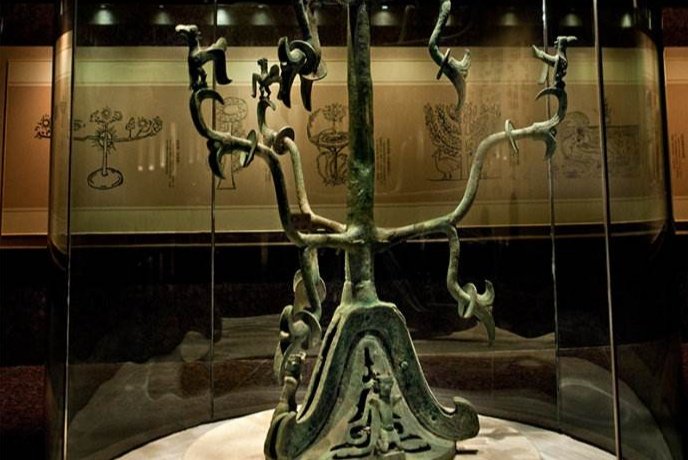 三星堆博物馆青铜神树上有壁虎爬!会对文物造成伤害吗?