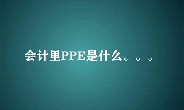 会计里PPE是什么。。。