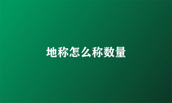 地称怎么称数量