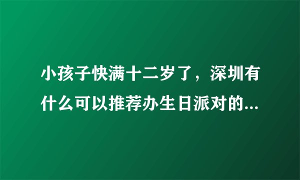 小孩子快满十二岁了，深圳有什么可以推荐办生日派对的好地方吗？
