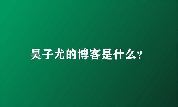 吴子尤的博客是什么?