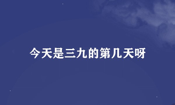 今天是三九的第几天呀