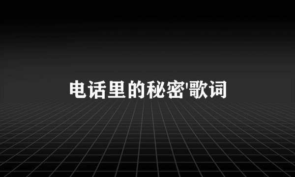 电话里的秘密'歌词