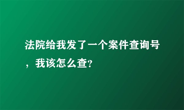法院给我发了一个案件查询号，我该怎么查？