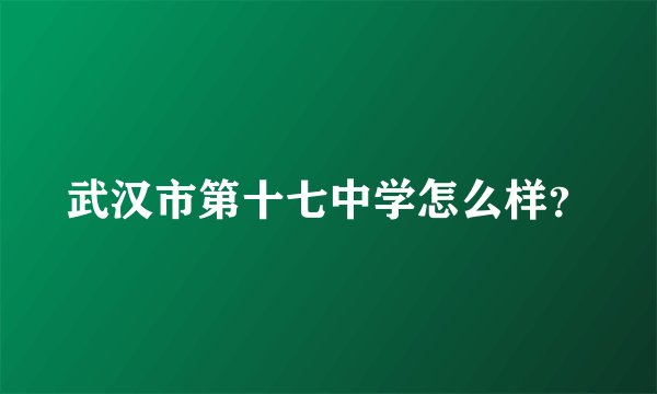 武汉市第十七中学怎么样？