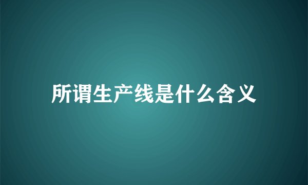所谓生产线是什么含义