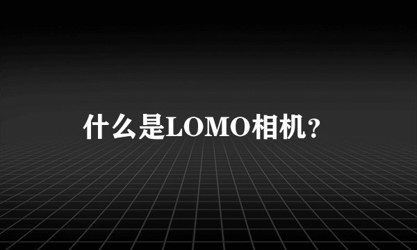 什么是LOMO相机？