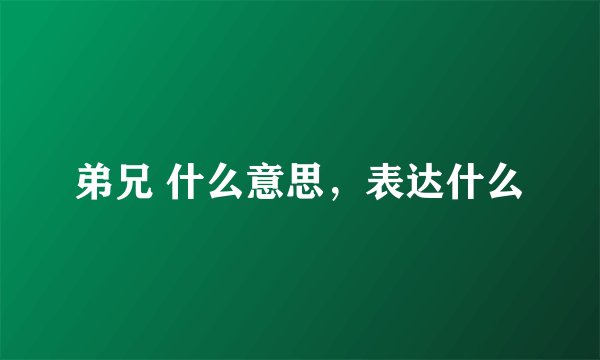 弟兄 什么意思，表达什么