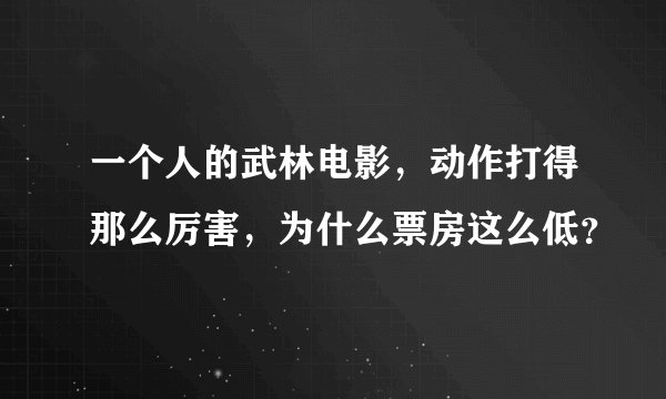 一个人的武林电影，动作打得那么厉害，为什么票房这么低？