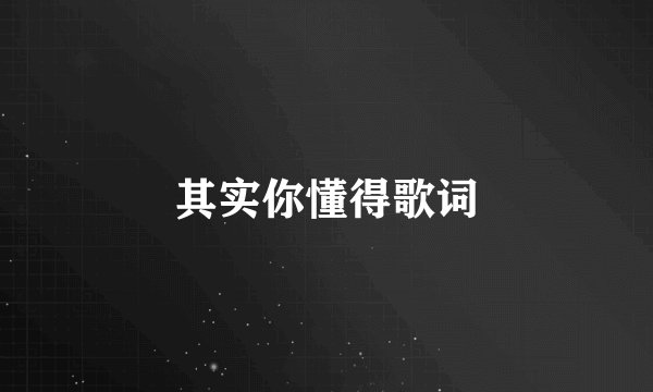 其实你懂得歌词