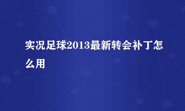 实况足球2013最新转会补丁怎么用