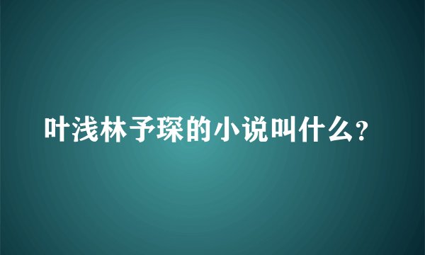 叶浅林予琛的小说叫什么？