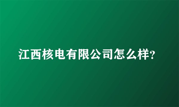 江西核电有限公司怎么样？