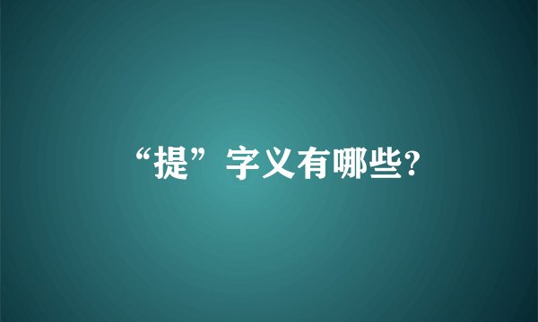 “提”字义有哪些?