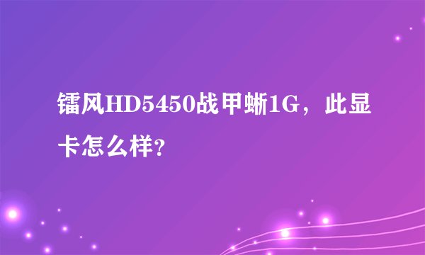 镭风HD5450战甲蜥1G，此显卡怎么样？