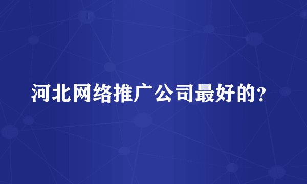 河北网络推广公司最好的？
