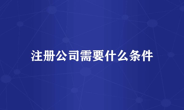 注册公司需要什么条件