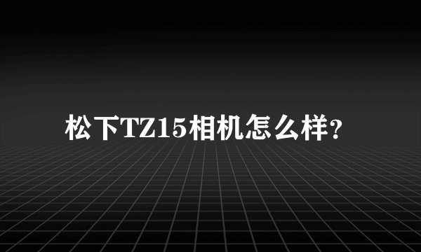 松下TZ15相机怎么样？