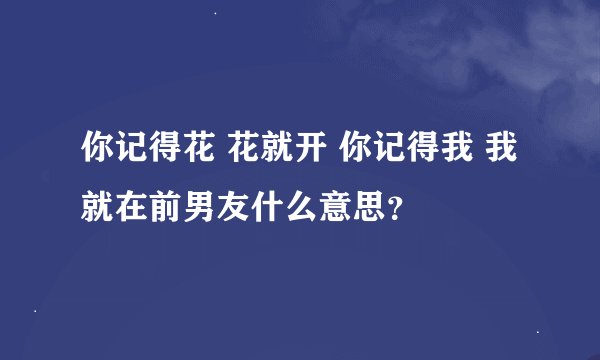 你记得花 花就开 你记得我 我就在前男友什么意思？