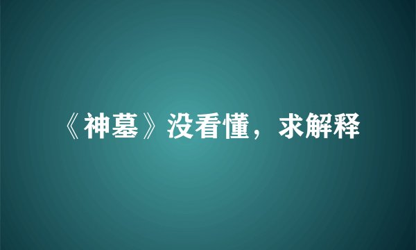 《神墓》没看懂,求解释