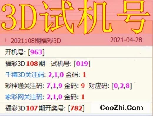 “3d开机号和试机号”是什么