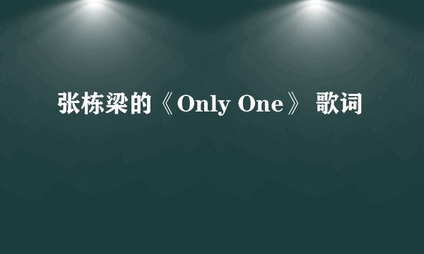 张栋梁的《Only One》 歌词