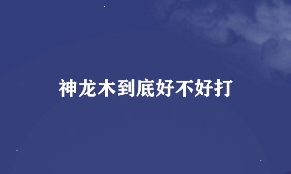 神龙木到底好不好打