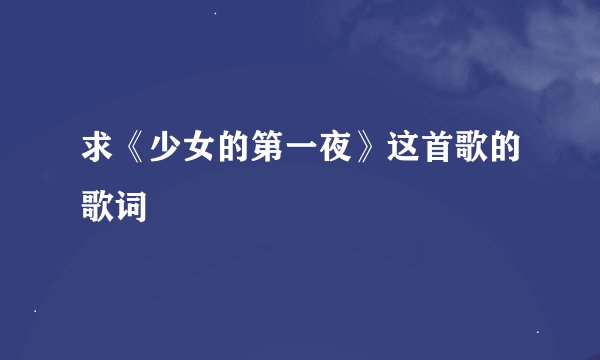 求《少女的第一夜》这首歌的歌词