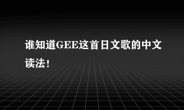谁知道GEE这首日文歌的中文读法！