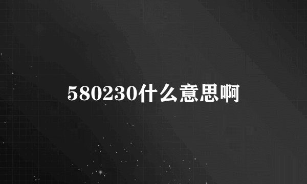 580230什么意思啊