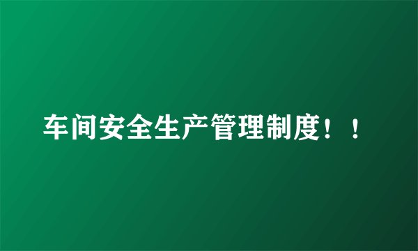 车间安全生产管理制度!!