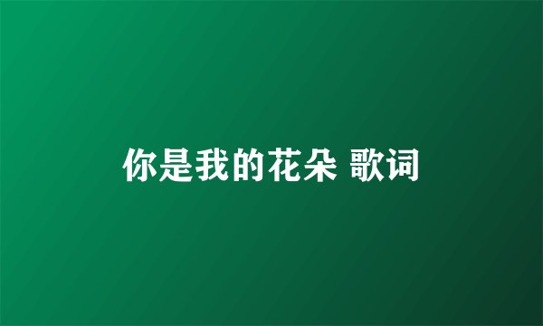 你是我的花朵 歌词