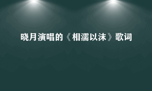 晓月演唱的《相濡以沫》歌词