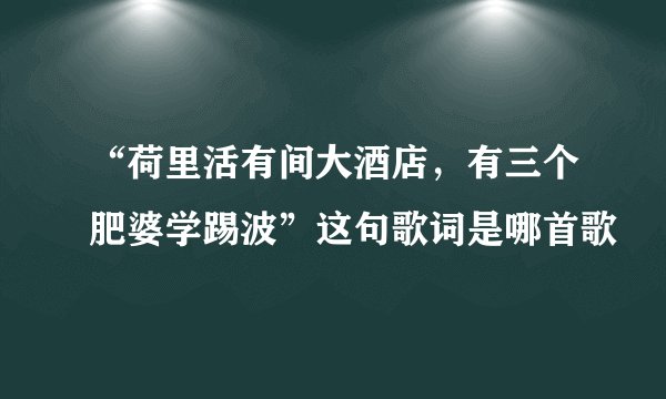 “荷里活有间大酒店，有三个肥婆学踢波”这句歌词是哪首歌