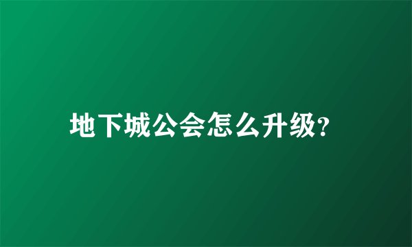 地下城公会怎么升级？