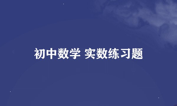 初中数学 实数练习题