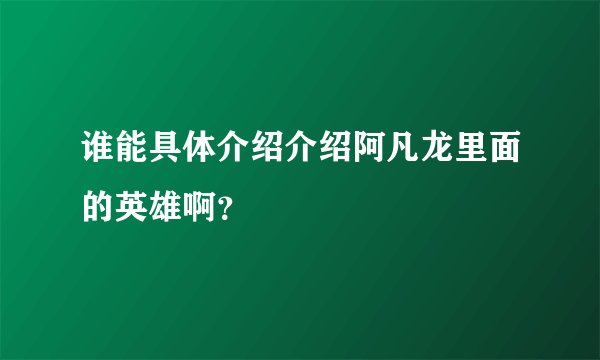谁能具体介绍介绍阿凡龙里面的英雄啊？