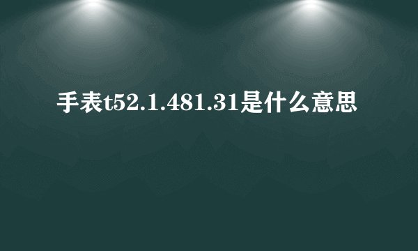 手表t52.1.481.31是什么意思
