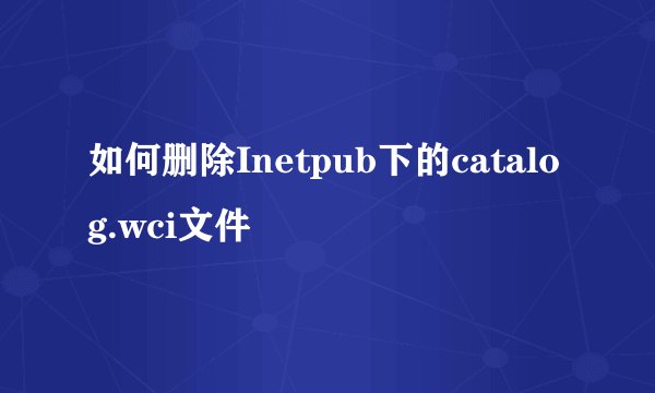 如何删除Inetpub下的catalog.wci文件