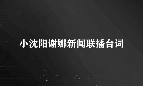 小沈阳谢娜新闻联播台词