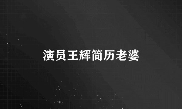 演员王辉简历老婆