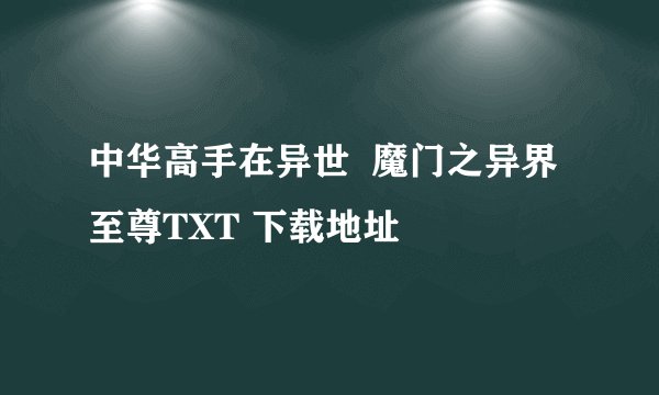 中华高手在异世  魔门之异界至尊TXT 下载地址