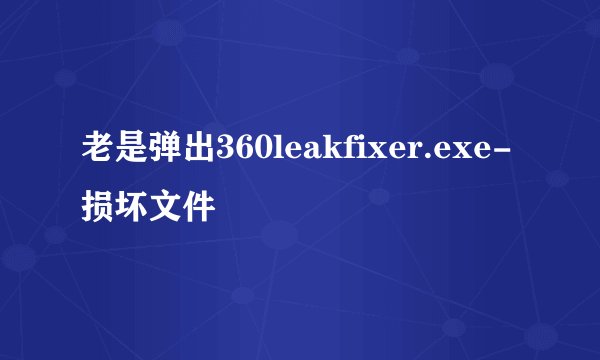 老是弹出360leakfixer.exe-损坏文件