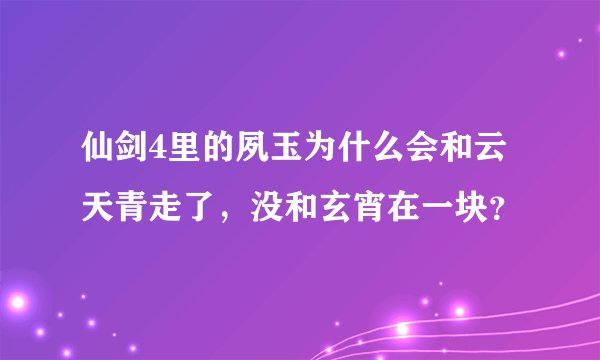 仙剑4里的夙玉为什么会和云天青走了，没和玄宵在一块？