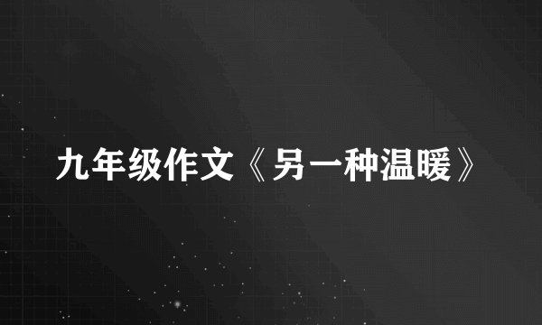 九年级作文《另一种温暖》