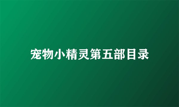 宠物小精灵第五部目录
