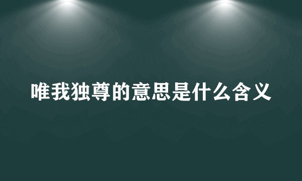 唯我独尊的意思是什么含义