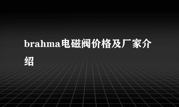 brahma电磁阀价格及厂家介绍