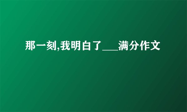 那一刻,我明白了___满分作文